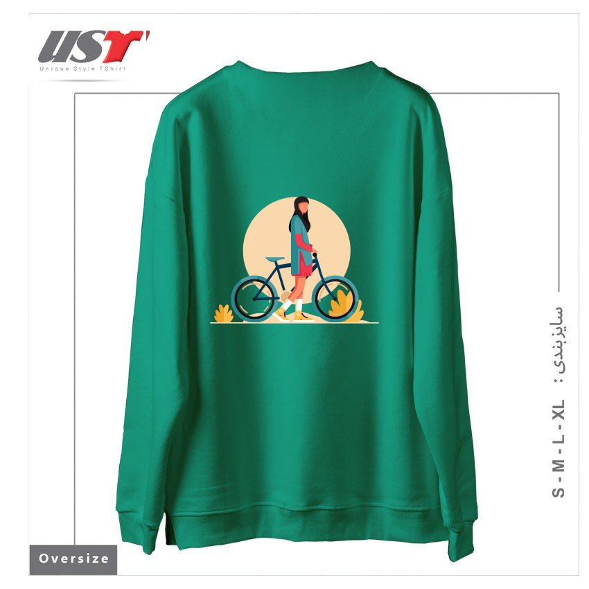 طرح Life Style5 سوییشرت اورسایزرنگ سبز سدری