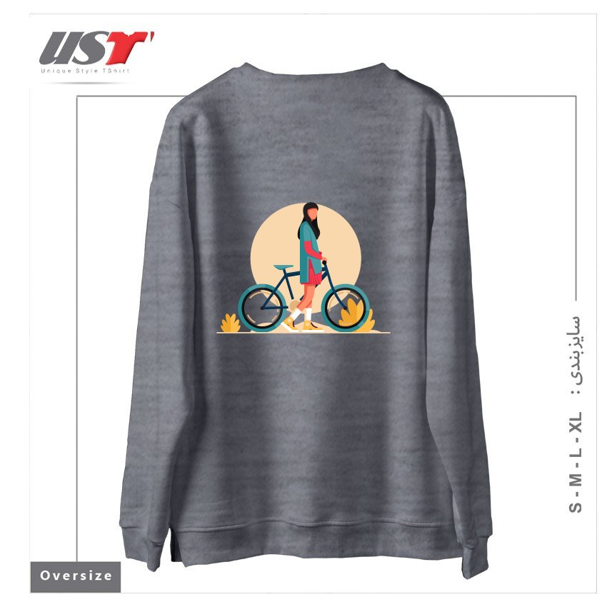 طرح Life Style5 سوییشرت اورسایزرنگ طوسی ملانژ