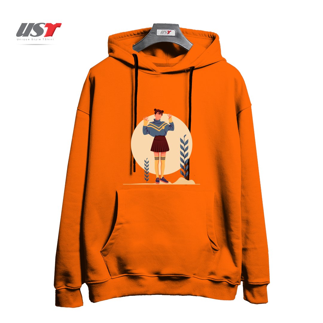 طرح Life Style7 هودی اورسایزرنگ نارنجی