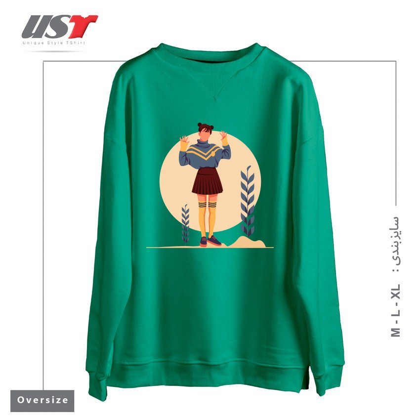 طرح Life Style7 سوییشرت اورسایزرنگ سبز سدری