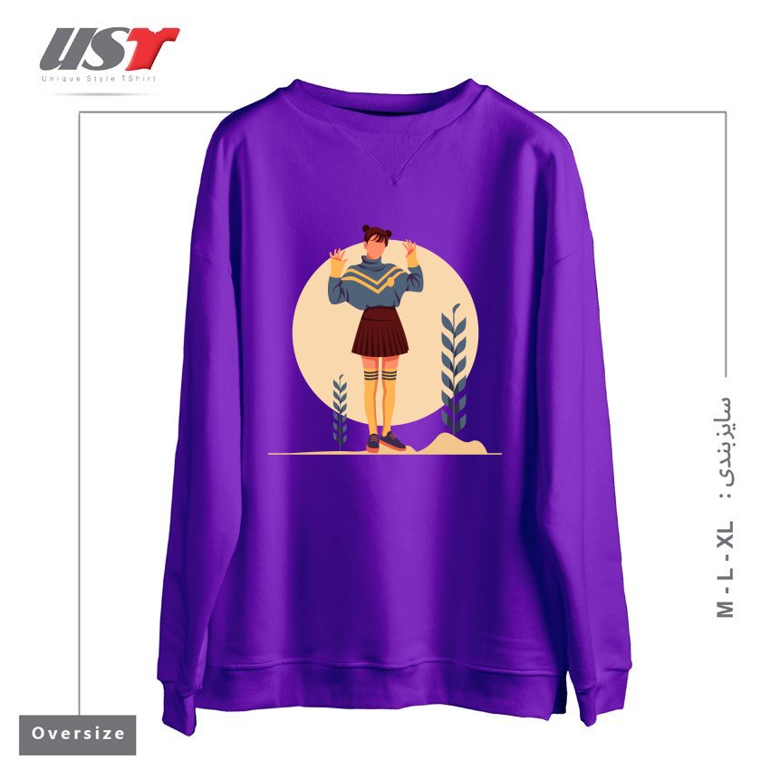 طرح Life Style7 سوییشرت اورسایزرنگ بنفش