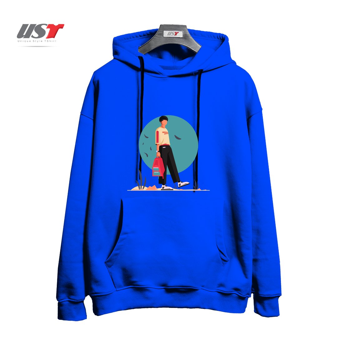 طرح Life Style8 هودی اورسایزرنگ آبی شالی