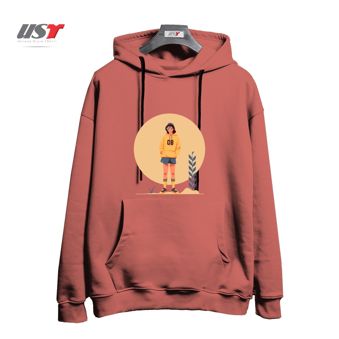 طرح Life Style9 هودی اورسایزرنگ آجری