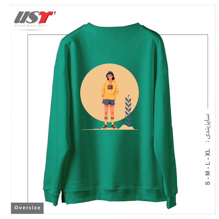 طرح Life Style9 سوییشرت اورسایزرنگ سبز سدری