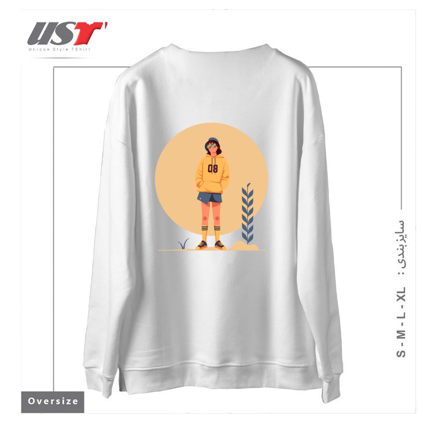 طرح Life Style9 سوییشرت اورسایزرنگ سفید