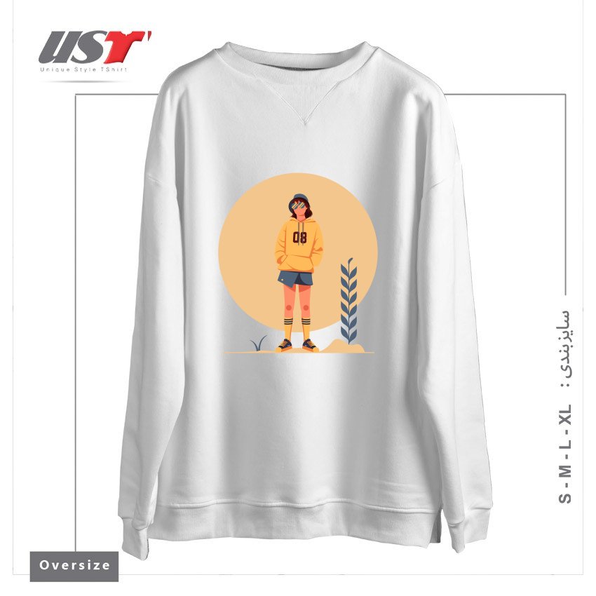 طرح Life Style9 سوییشرت اورسایزرنگ سفید