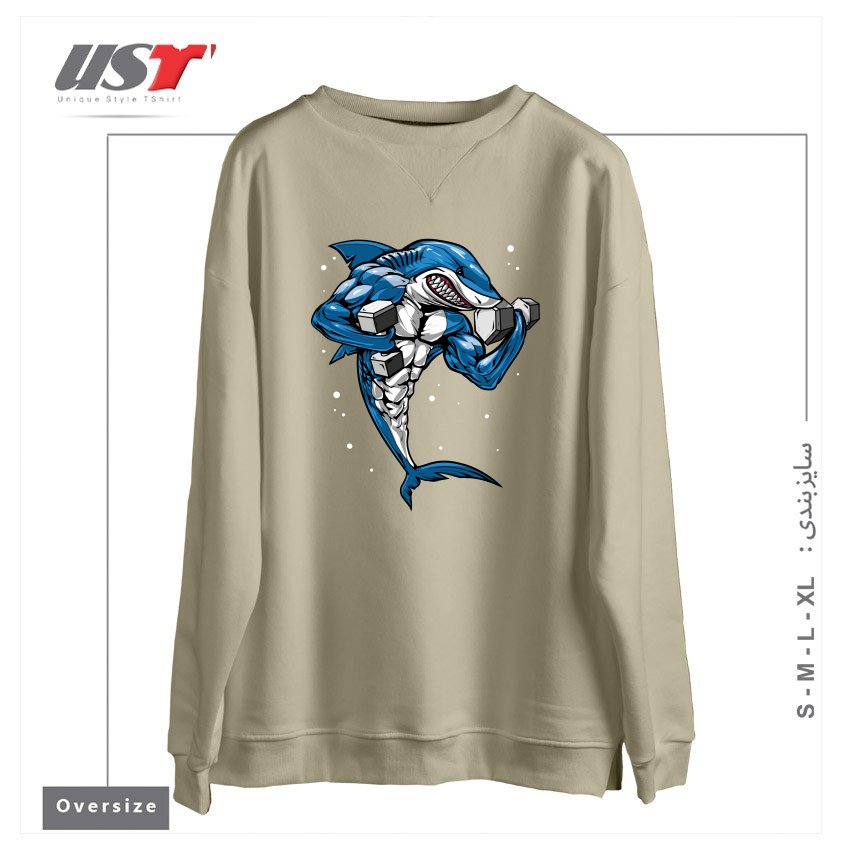 سوییشرت اورسایز طرح FITNESS SHARK