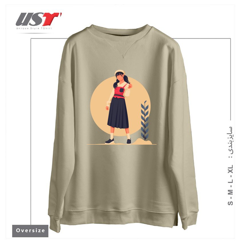 طرح Life Style10 سوییشرت اورسایزرنگ نخودی