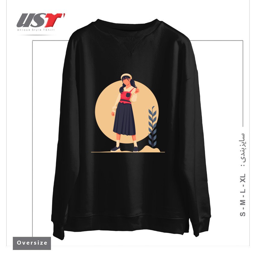 طرح Life Style10 سوییشرت اورسایزرنگ مشکی