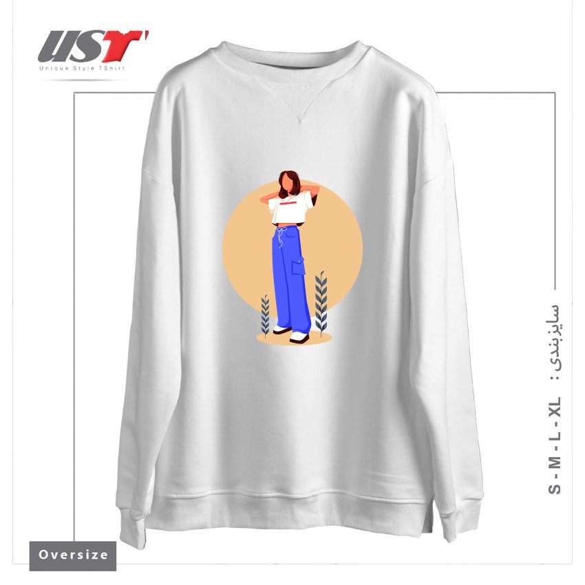 طرح Life Style11 سوییشرت اورسایزرنگ سفید