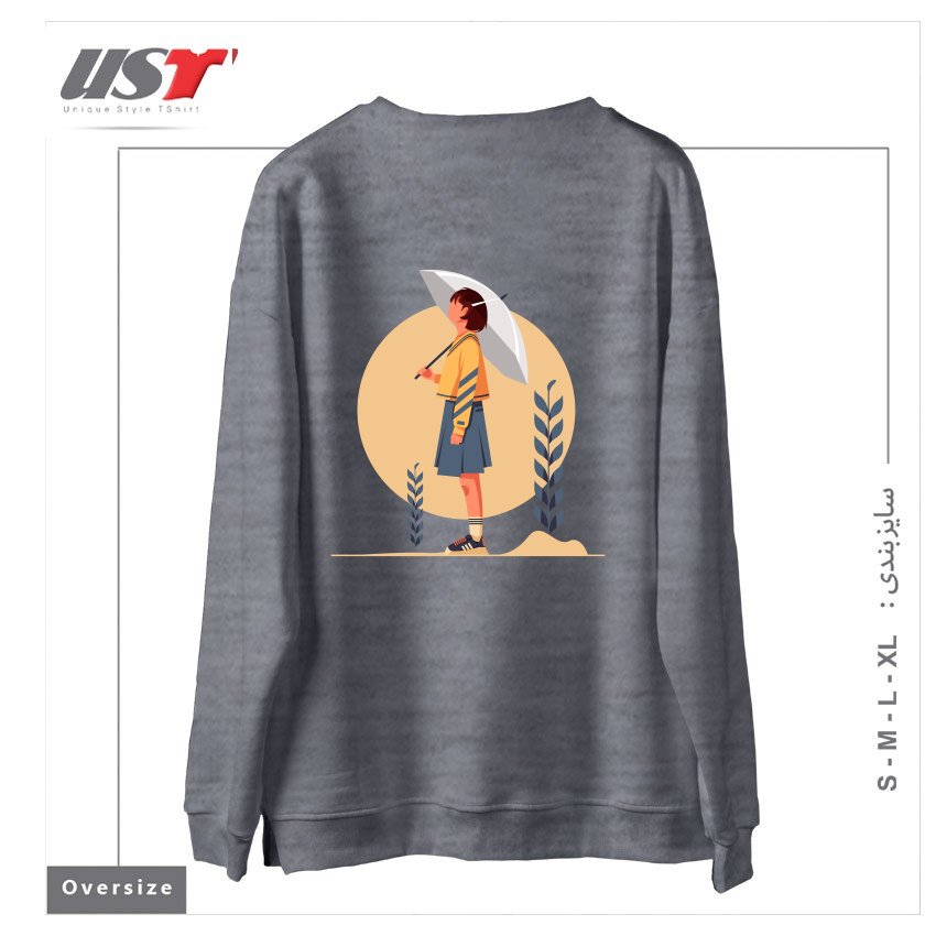 طرح Life Style12 سوییشرت اورسایزرنگ طوسی ملانژ