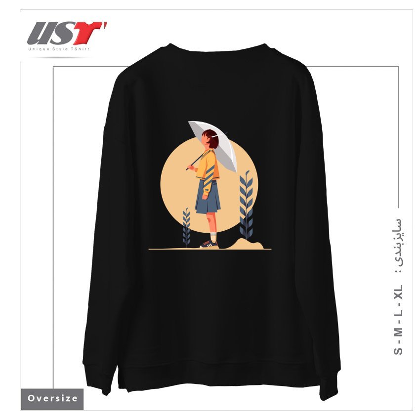 طرح Life Style12 سوییشرت اورسایزرنگ مشکی