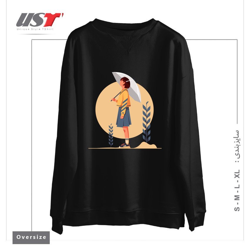 طرح Life Style12 سوییشرت اورسایزرنگ مشکی