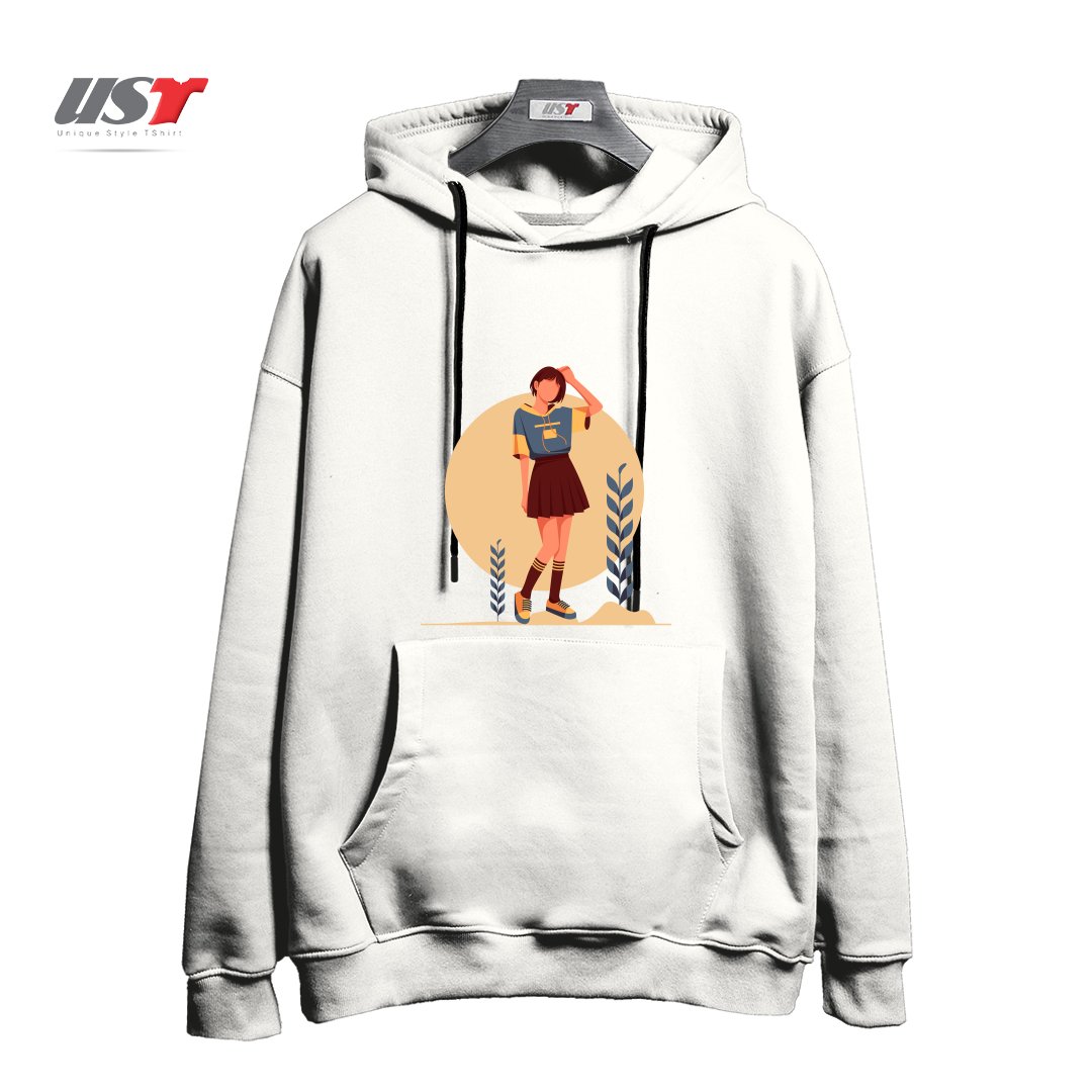 طرح Life Style13 هودی اورسایزرنگ سفید