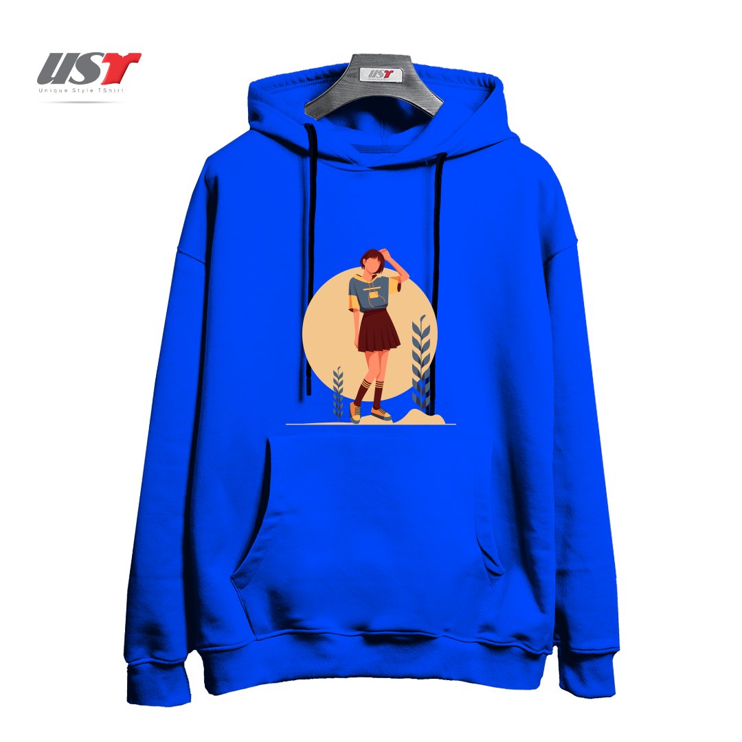 طرح Life Style13 هودی اورسایزرنگ آبی شالی