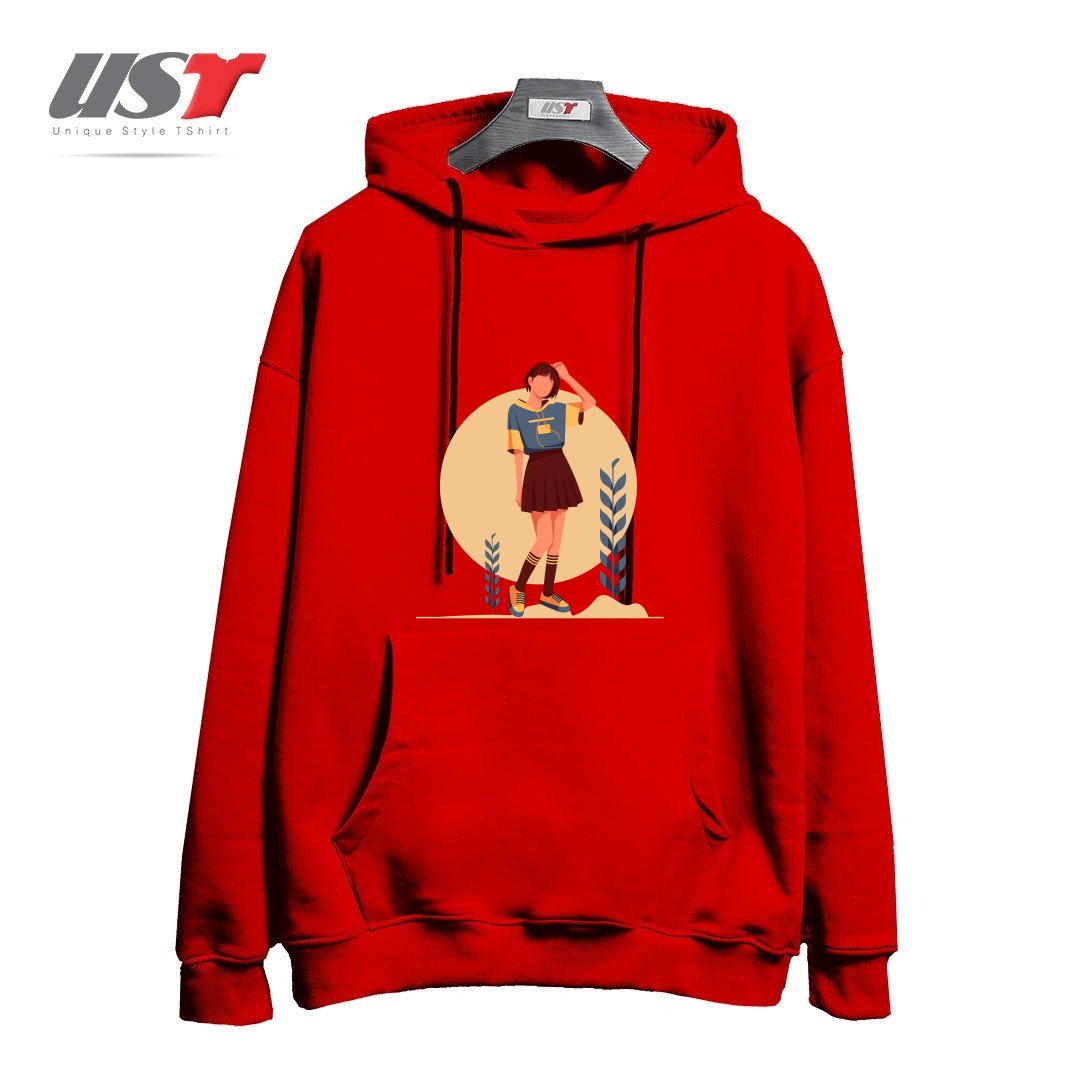 طرح Life Style13 هودی اورسایزرنگ قرمز