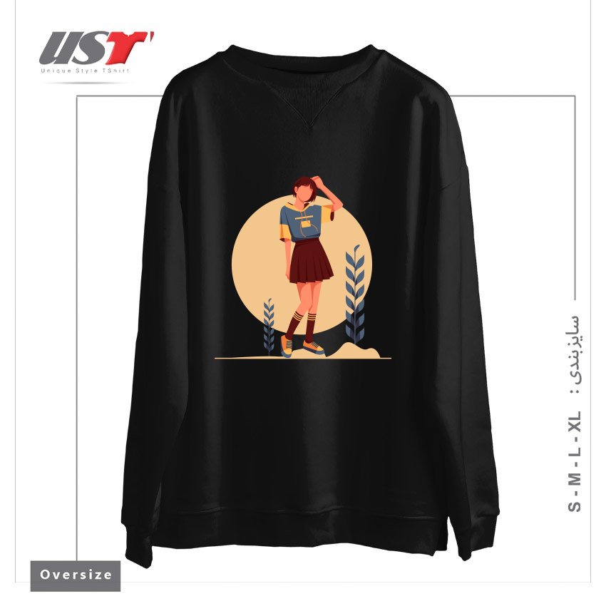 طرح Life Style13 سوییشرت اورسایزرنگ مشکی