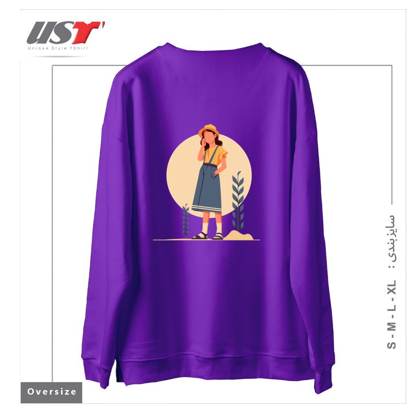 طرح Life Style14 سوییشرت اورسایزرنگ بنفش