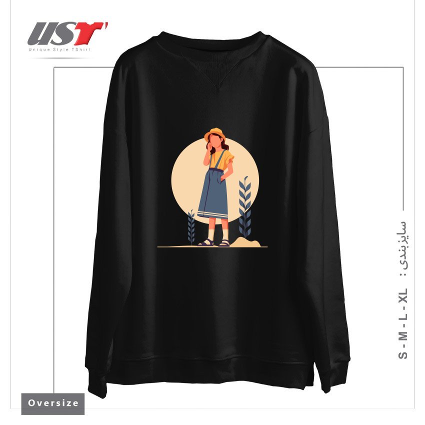 طرح Life Style14 سوییشرت اورسایزرنگ مشکی