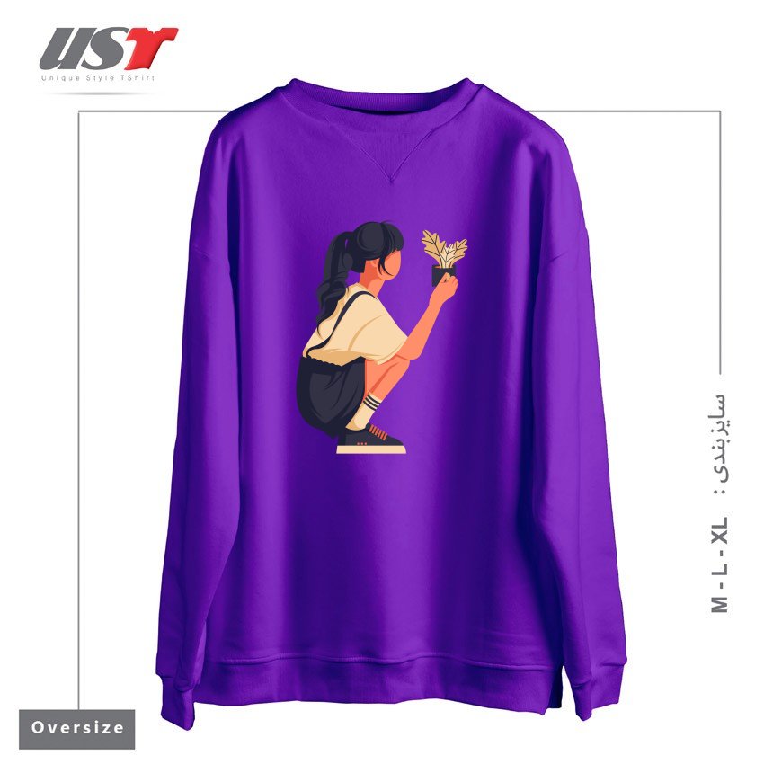 طرح Life Style15 سوییشرت اورسایزرنگ بنفش