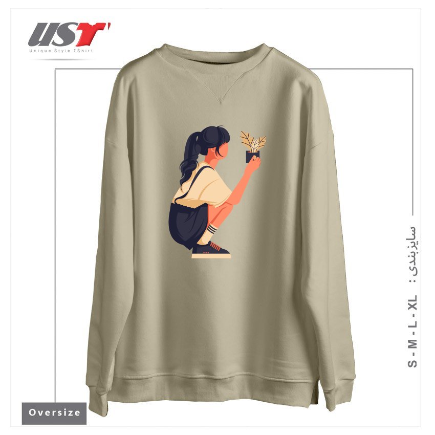 طرح Life Style15 سوییشرت اورسایزرنگ نخودی