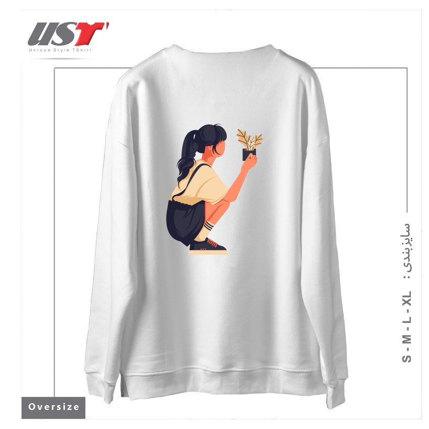 طرح Life Style15 سوییشرت اورسایزرنگ سفید