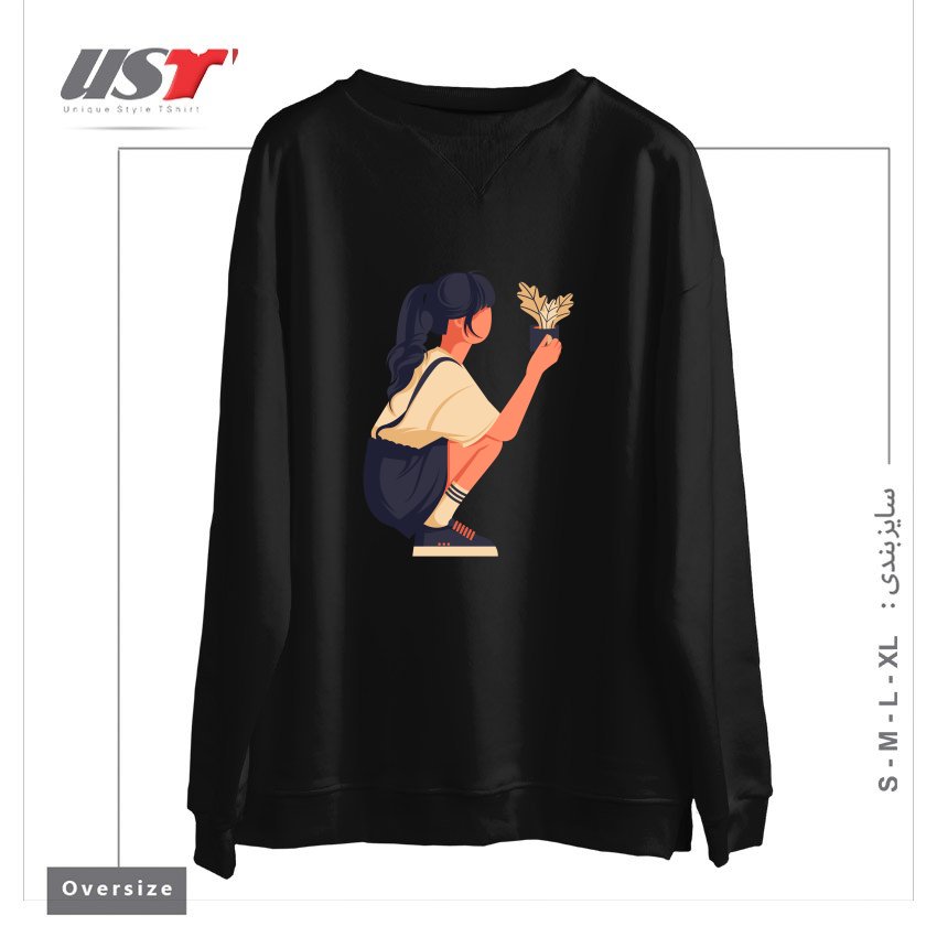 طرح Life Style15 سوییشرت اورسایزرنگ مشکی