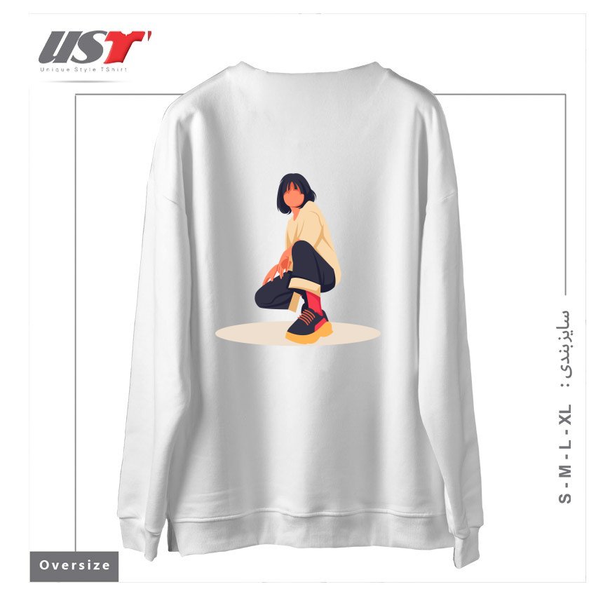 طرح Life Style16 سوییشرت اورسایزرنگ سفید