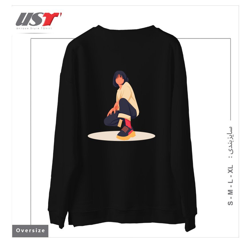 طرح Life Style16 سوییشرت اورسایزرنگ مشکی