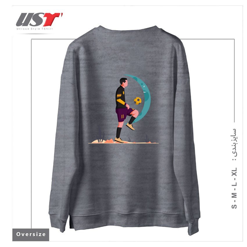 طرح Life Style17 سوییشرت اورسایزرنگ طوسی ملانژ