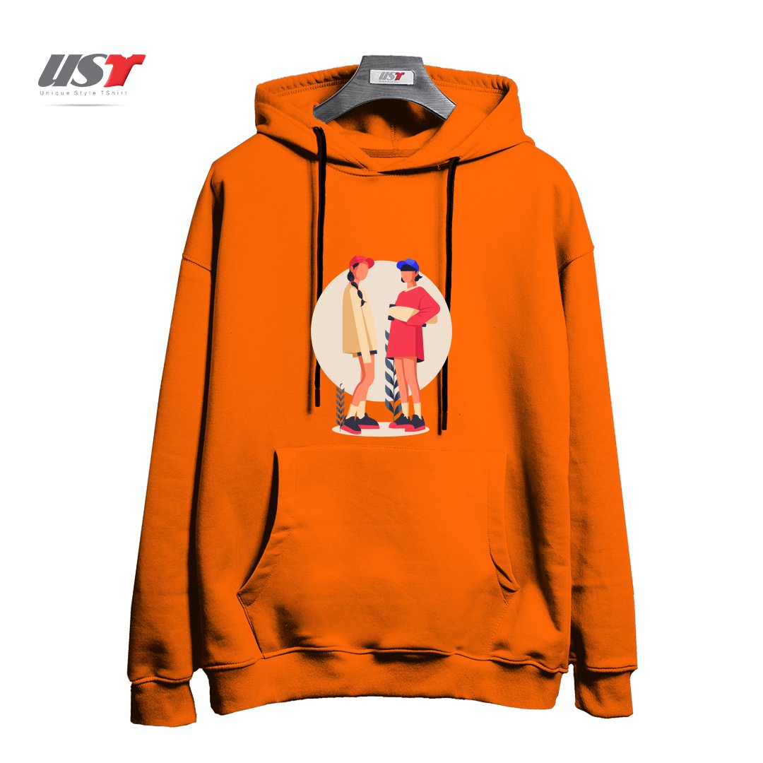 طرح Life Style19 هودی اورسایزرنگ نارنجی