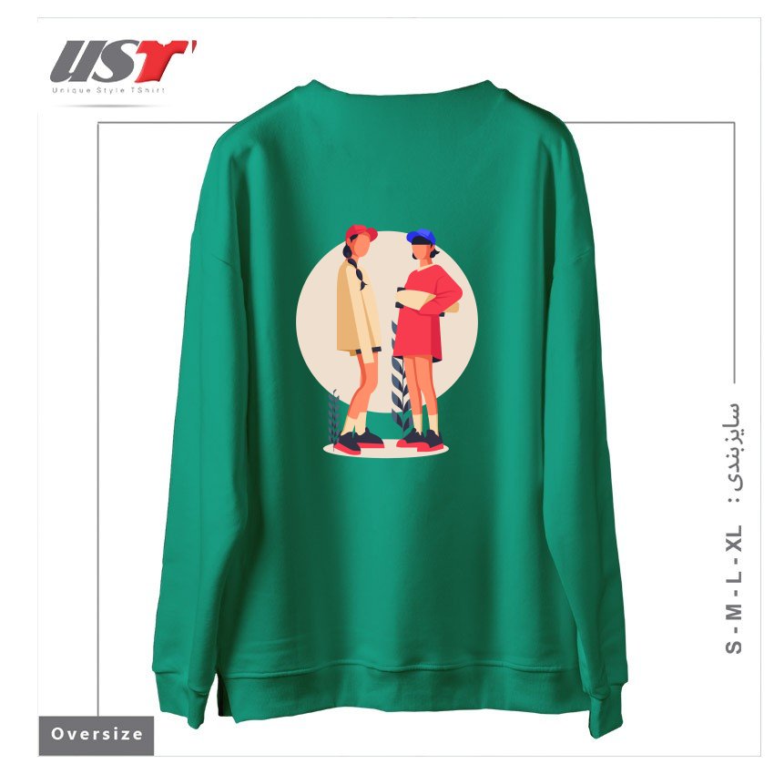 طرح Life Style19 سوییشرت اورسایزرنگ سبز سدری