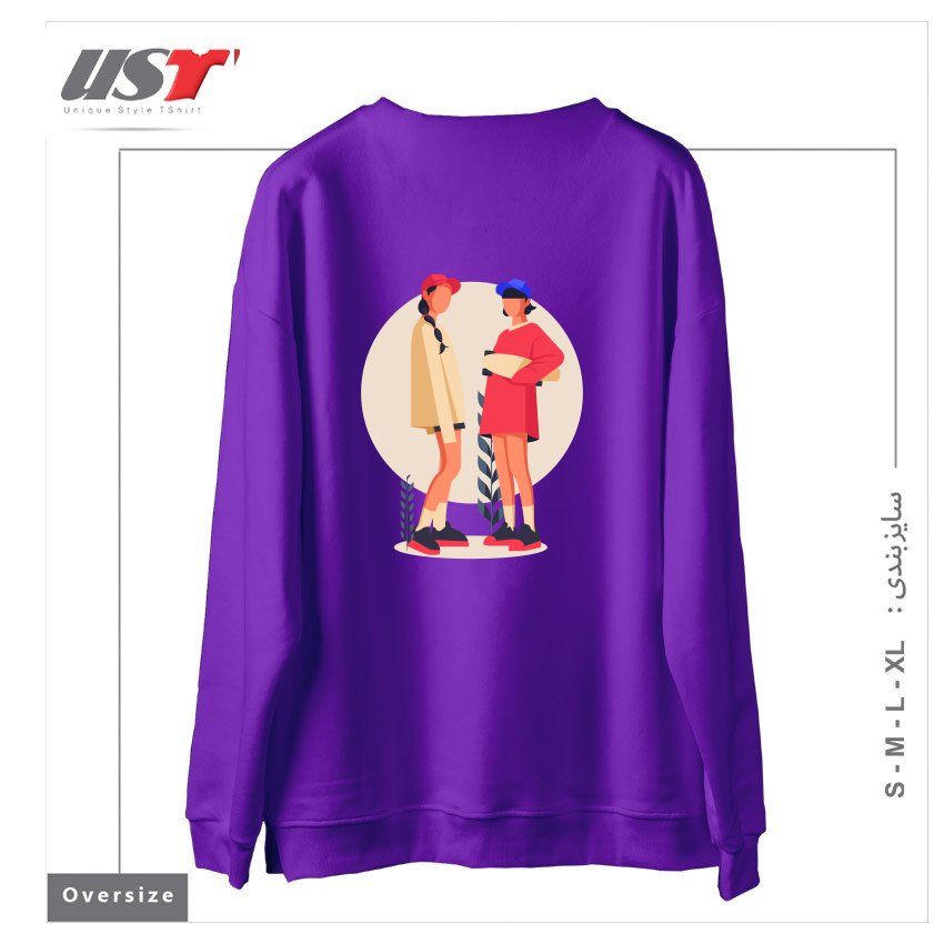 طرح Life Style19 سوییشرت اورسایزرنگ بنفش