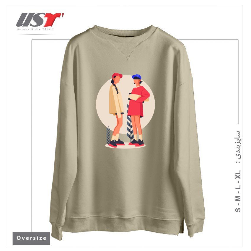 طرح Life Style19 سوییشرت اورسایزرنگ نخودی