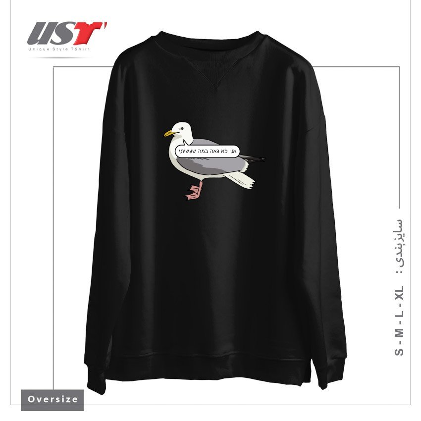 سوییشرت اورسایز طرح ASHAMED SEAGULL