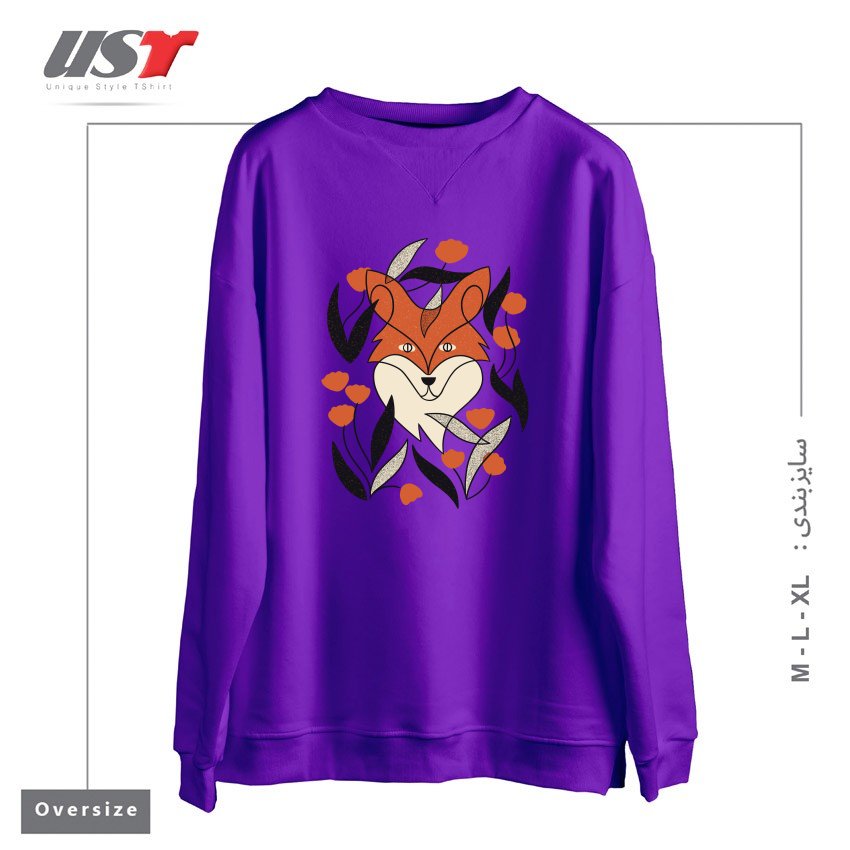 سوییشرت اورسایز طرح FLORAL FOX