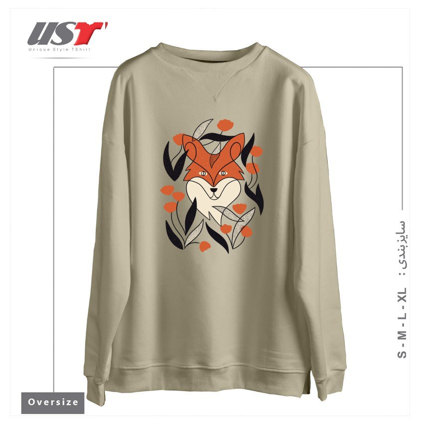سوییشرت اورسایز طرح FLORAL FOX