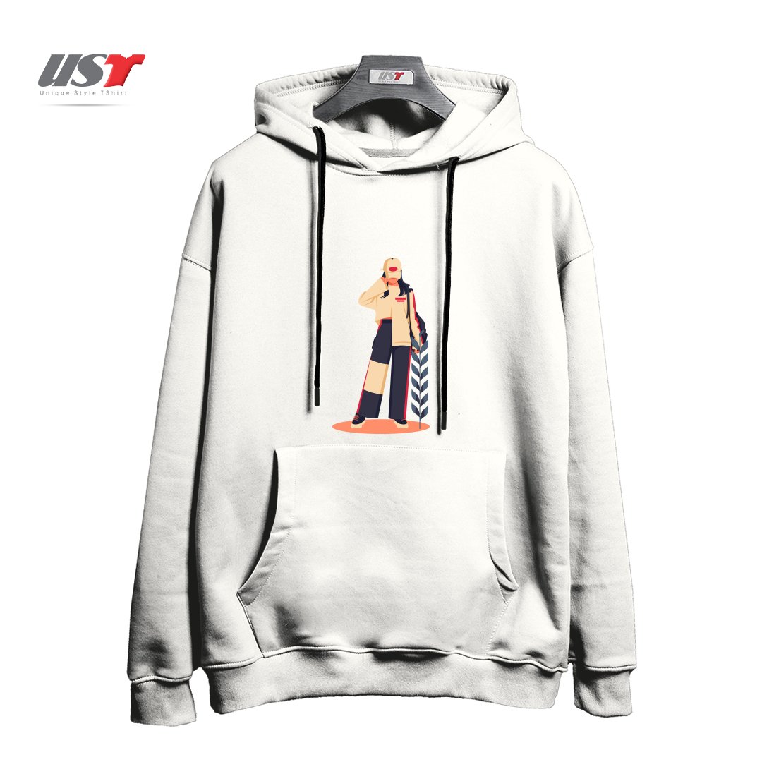 طرح Life Style20 هودی اورسایزرنگ سفید