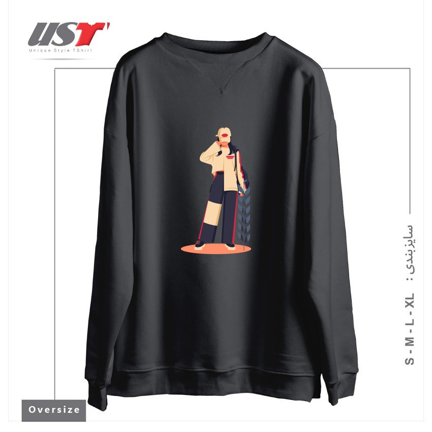 طرح Life Style20 سوییشرت اورسایزرنگ دودی