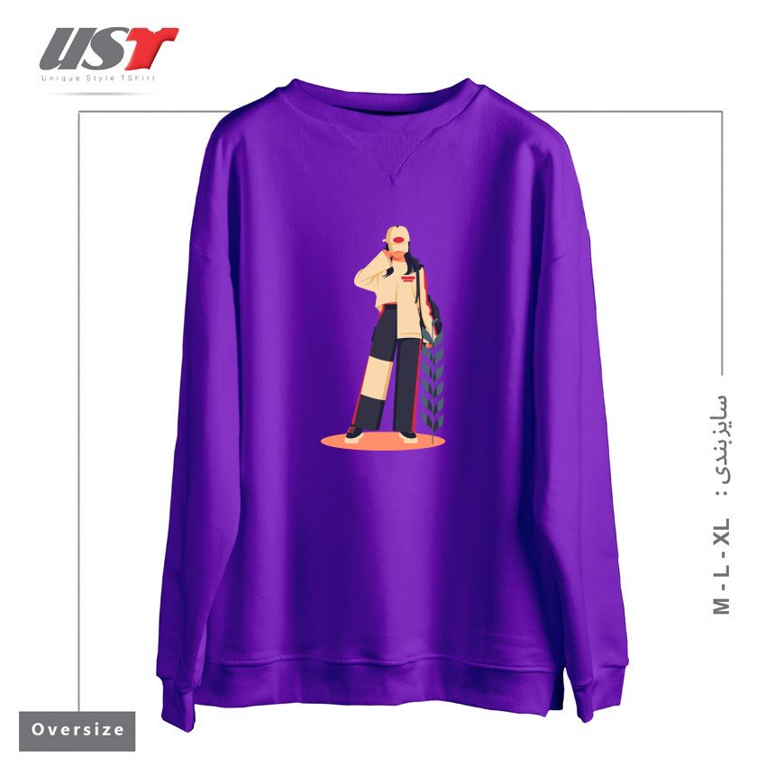 طرح Life Style20 سوییشرت اورسایزرنگ بنفش