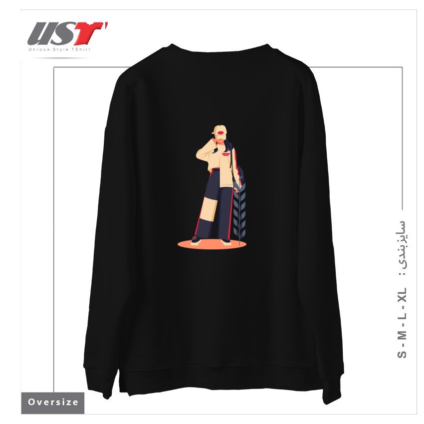 طرح Life Style20 سوییشرت اورسایزرنگ مشکی