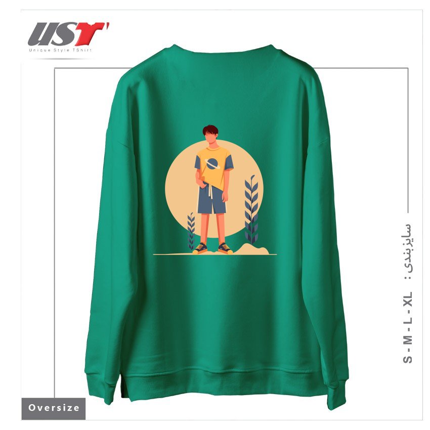 طرح Life Style22 سوییشرت اورسایزرنگ سبز سدری