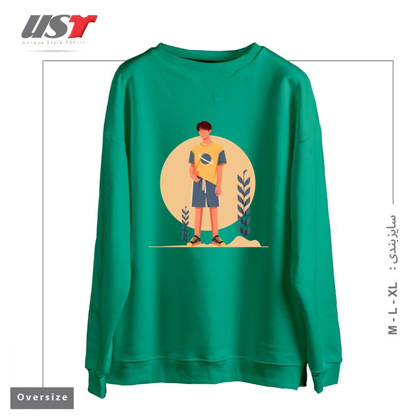 طرح Life Style22 سوییشرت اورسایزرنگ سبز سدری