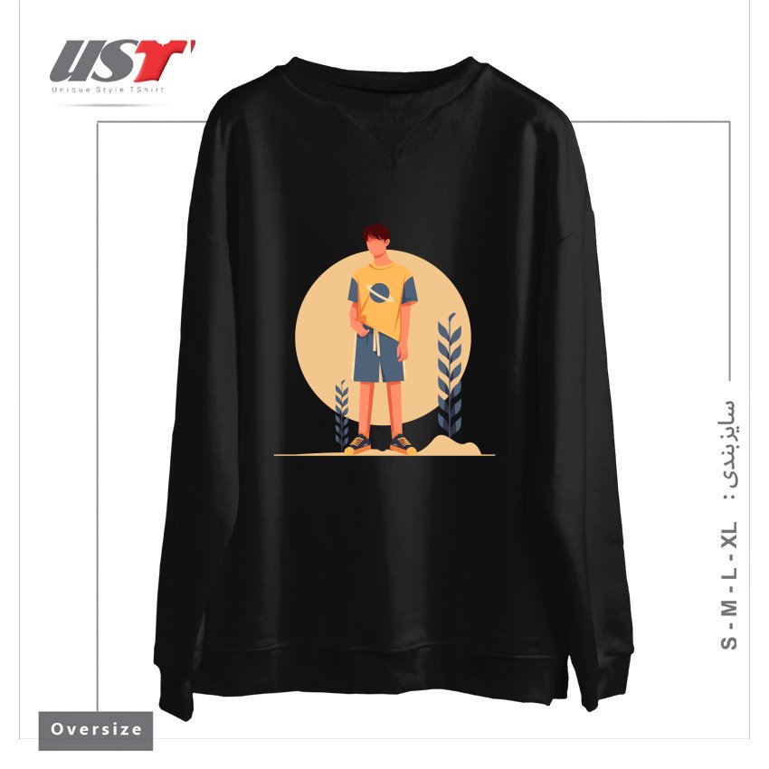 طرح Life Style22 سوییشرت اورسایزرنگ مشکی