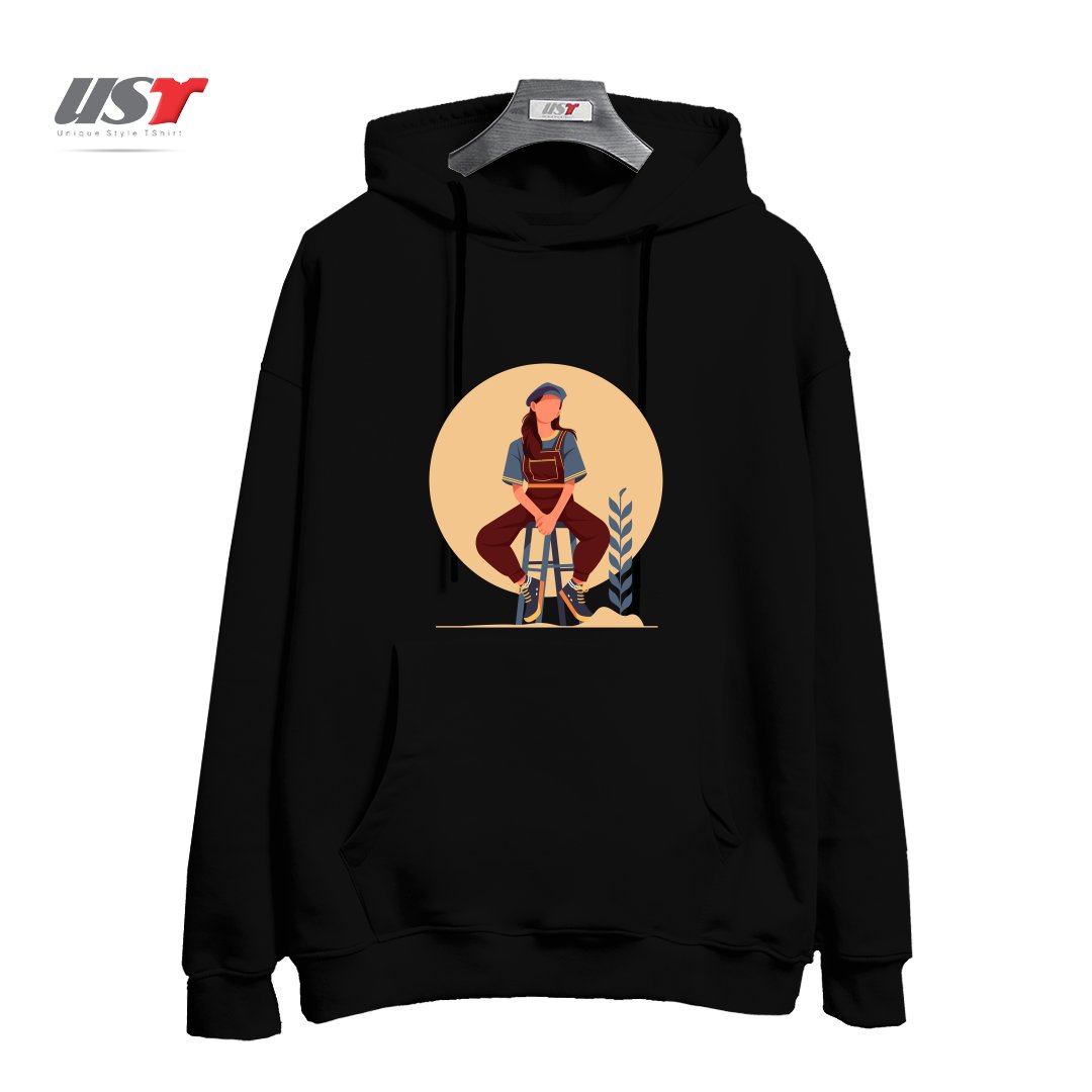 طرح Life Style23 هودی اورسایزرنگ مشکی