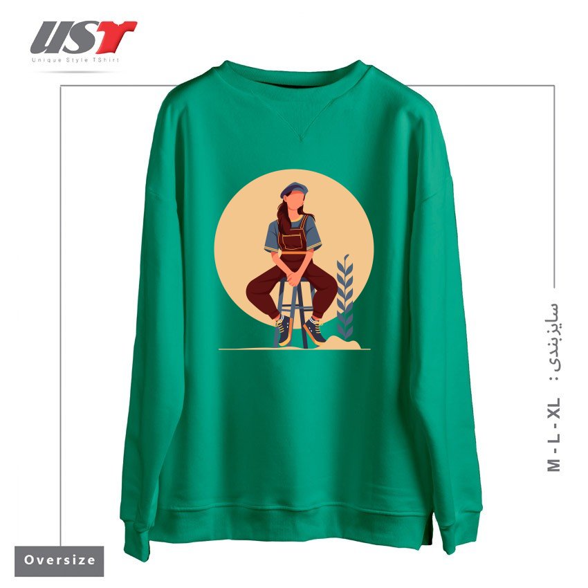 طرح Life Style23 سوییشرت اورسایزرنگ سبز سدری