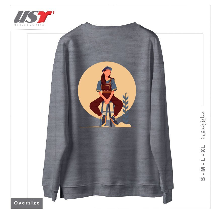 طرح Life Style23 سوییشرت اورسایزرنگ طوسی ملانژ