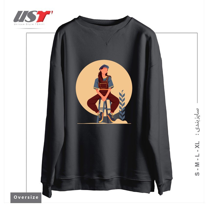 طرح Life Style23 سوییشرت اورسایزرنگ دودی