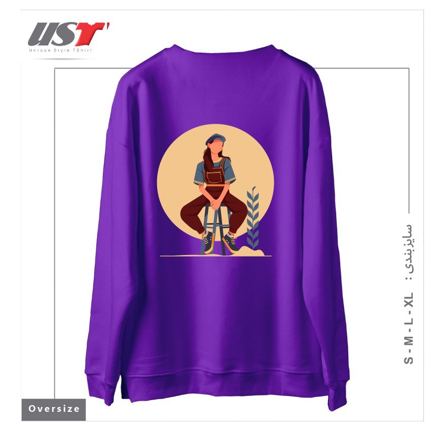 طرح Life Style23 سوییشرت اورسایزرنگ بنفش