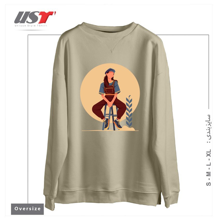 طرح Life Style23 سوییشرت اورسایزرنگ نخودی